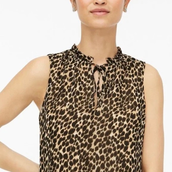 J. Crew Tops - J. Crew Ruffle Tie-Neck Sleeveless Blouse in Leopard Size S